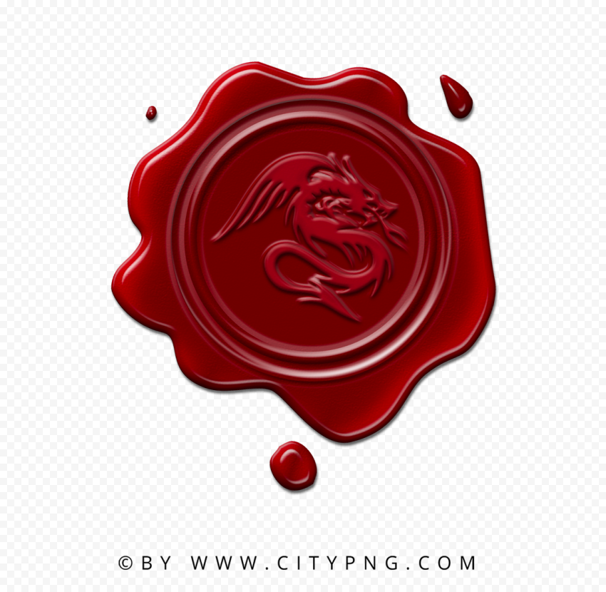 HD Dragon Red Seal Wax Stamp Transparent Background