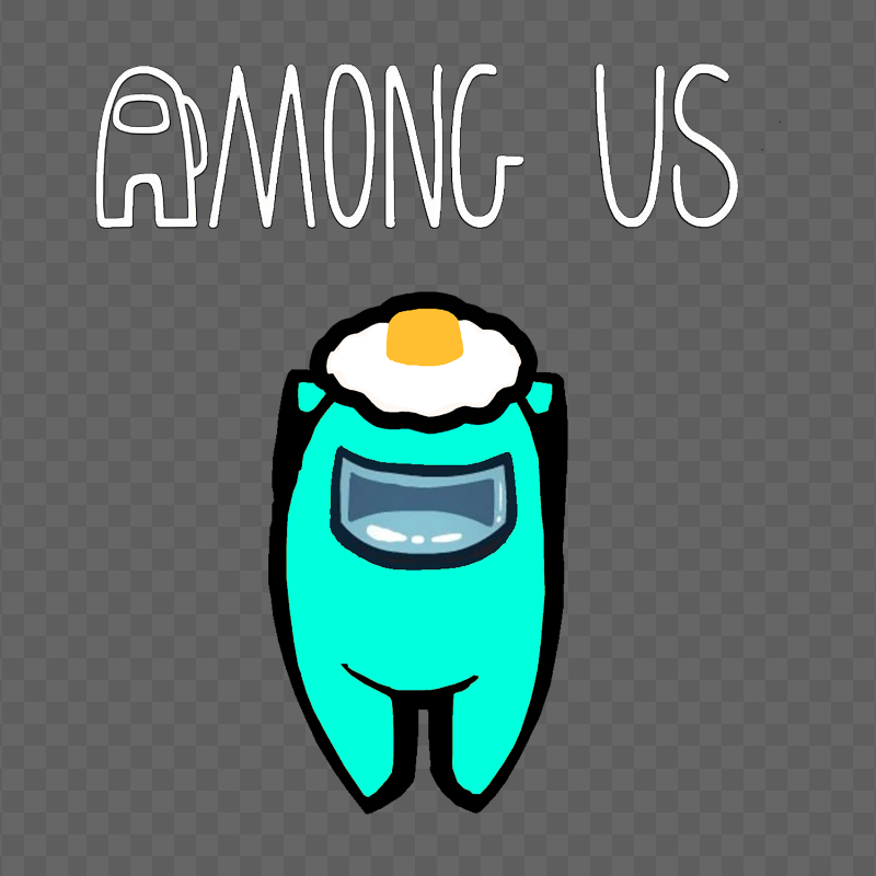 HD Egg Cyan Among Us Character With Logo PNG