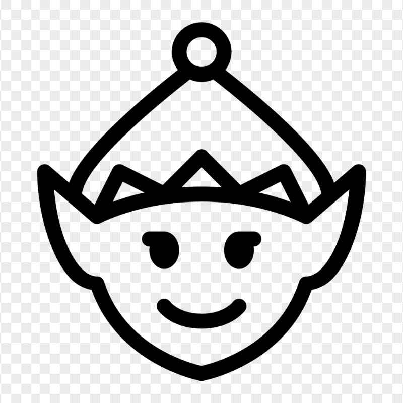 HD Elf Outline Black Face Transparent PNG