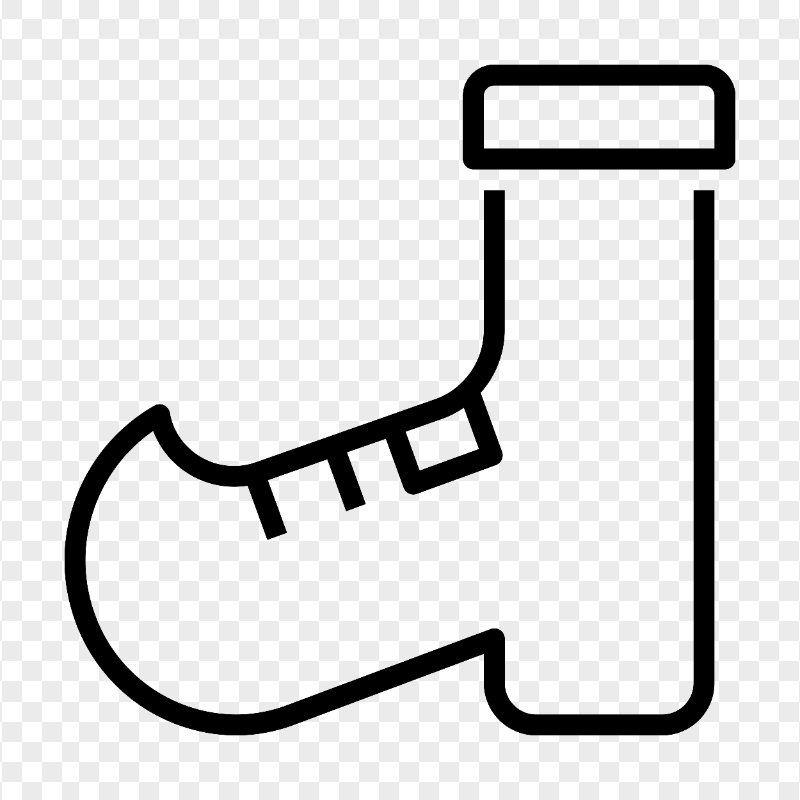 HD Elf Santa Outline Black Shoe Boot PNG