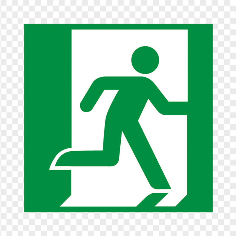 Black Round Emergency Exit Escape Sign Icon Symbol | Citypng