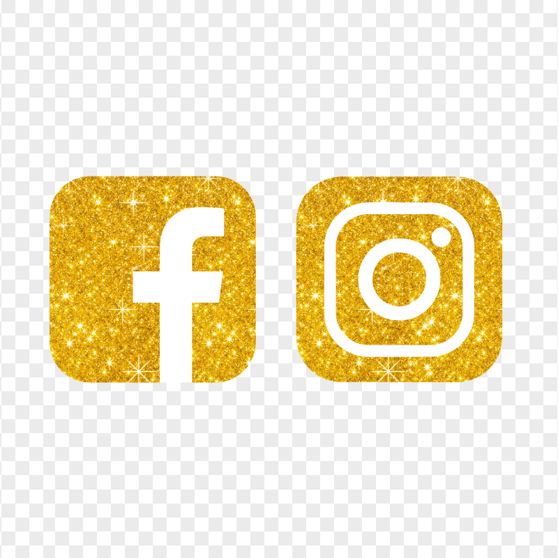 HD Facebook And Instagram White Gold Glitter Logos Icons PNG