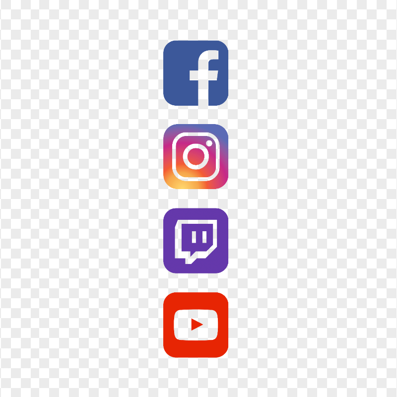 HD Facebook Instagram Twitch Youtube Square App Vertical Icons PNG