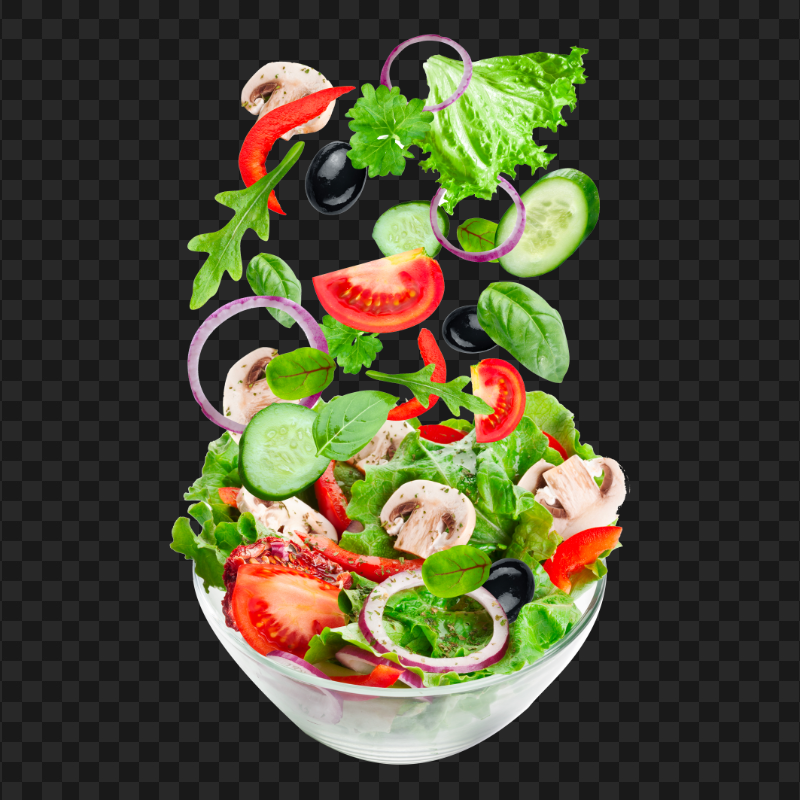 HD Falling Salad Ingredients in Bowl Vegetable PNG
