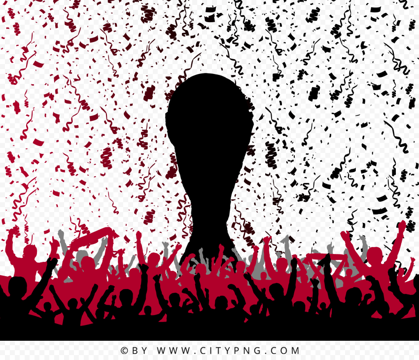HD Fans Silhouette With World Cup Trophy PNG