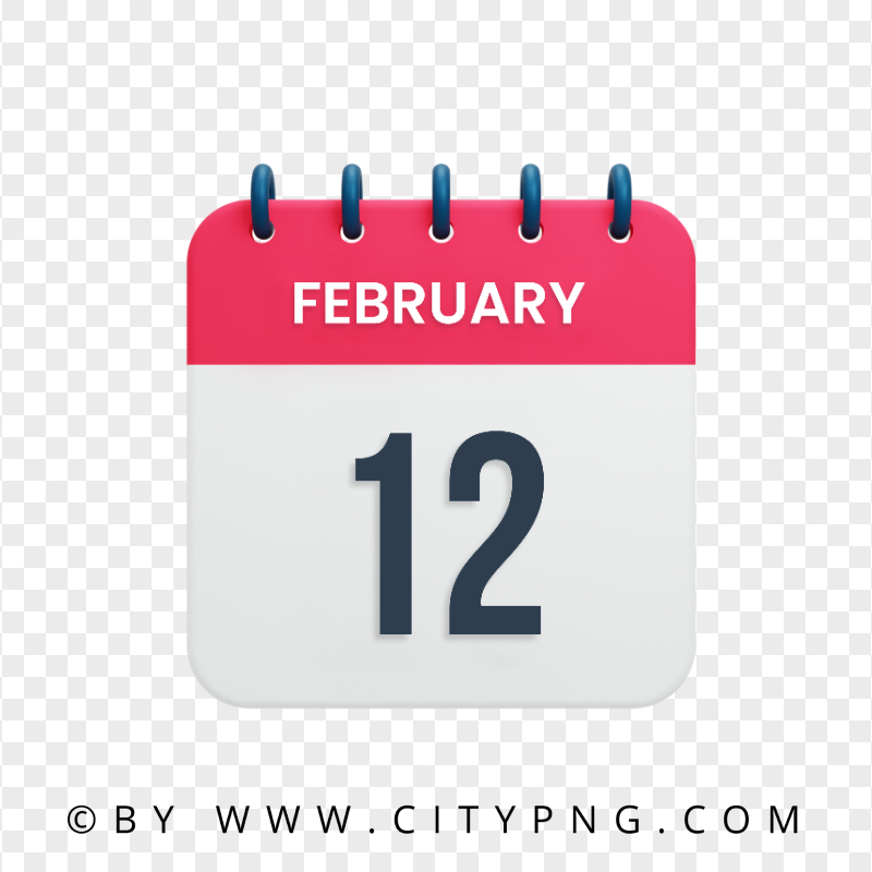 HD February 12th Date Vector Calendar Icon Transparent PNG