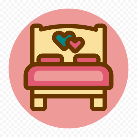 HD Flat Round Wedding Couple Bed Icon PNG
