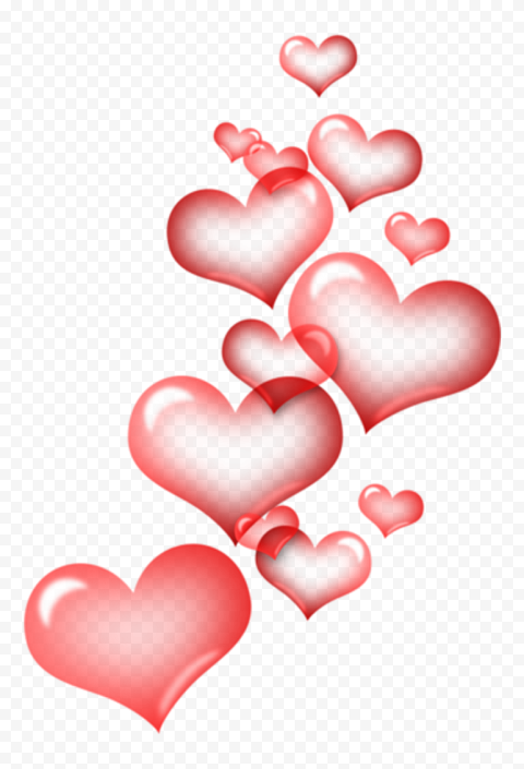 HD Floating Red Hearts Valentine Love PNG