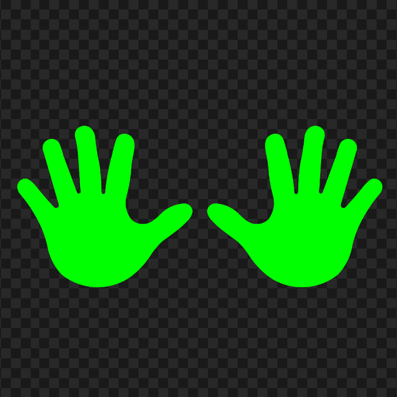 HD Fluo Green Baby Two Hand Print Vector Silhouette PNG