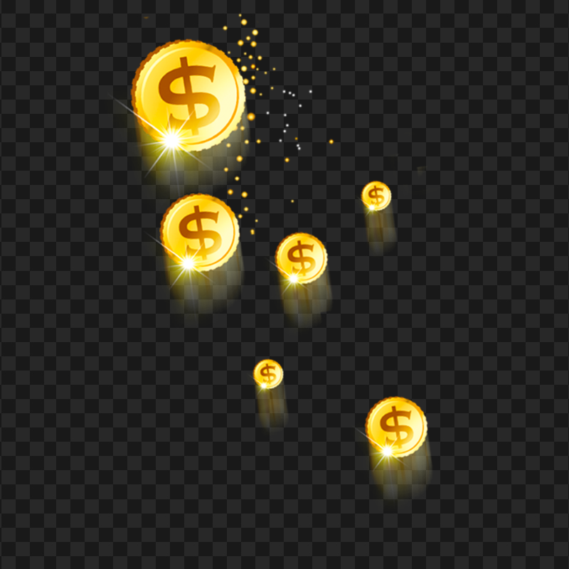 HD Flying Gold Coins Transparent Background