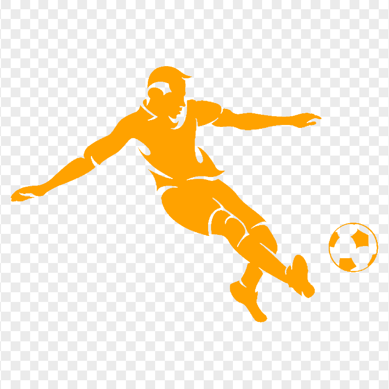 HD Football Player With Ball Orange Silhouette Transparent Background