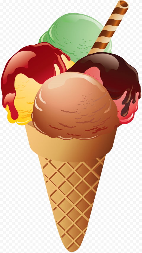 HD Four Balls Ice Cream Cone Illustration Cartoon PNG | Citypng