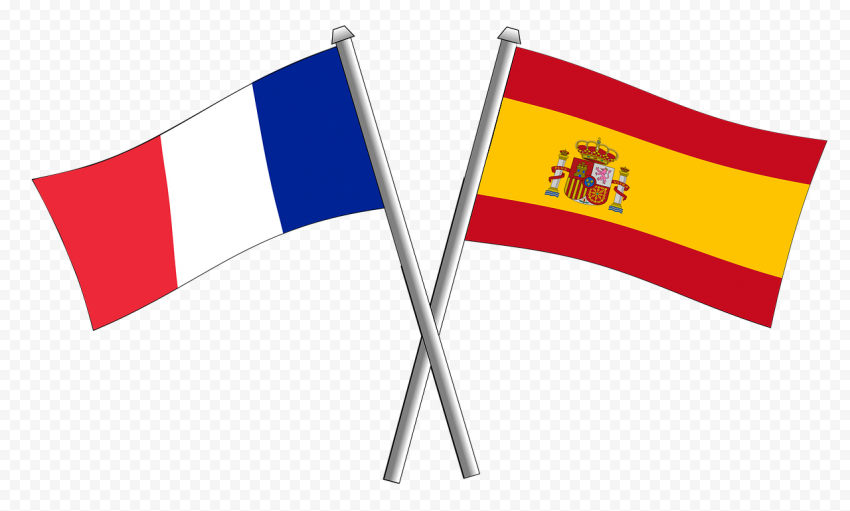 HD France And Spain Crossed Flag Pole PNG Citypng