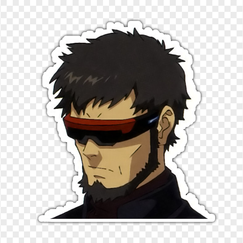 HD Gendo Ikari Face Stickers PNG