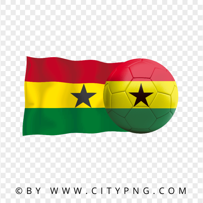 HD Ghana Flag With Soccer Football Ball PNG