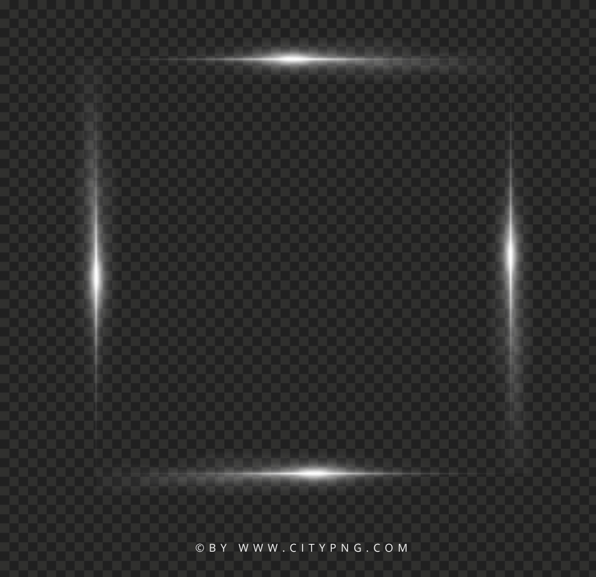 HD Glare Glowing Light Neon Square White Frame PNG