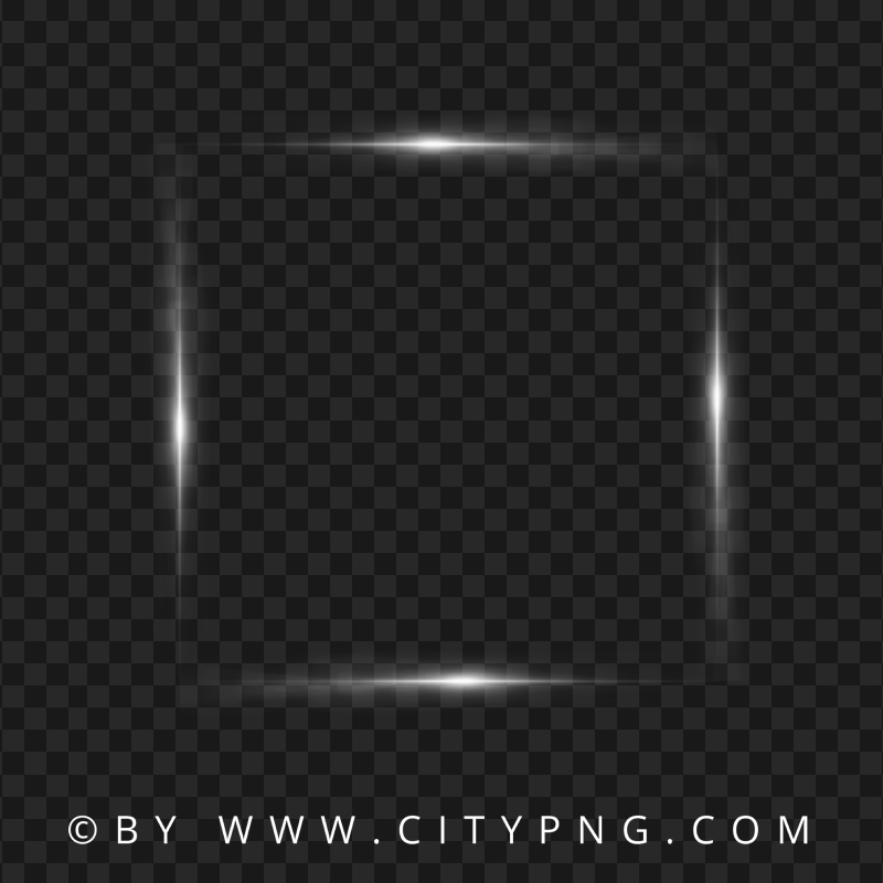 HD Glare Glowing Light Neon Square White Frame PNG