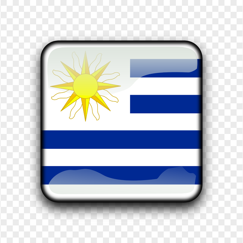 HD Glossy Square Uruguay Flag Icon PNG