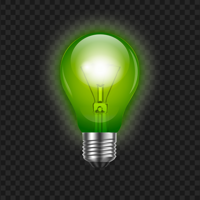 HD Glowing Green Light Bulb PNG
