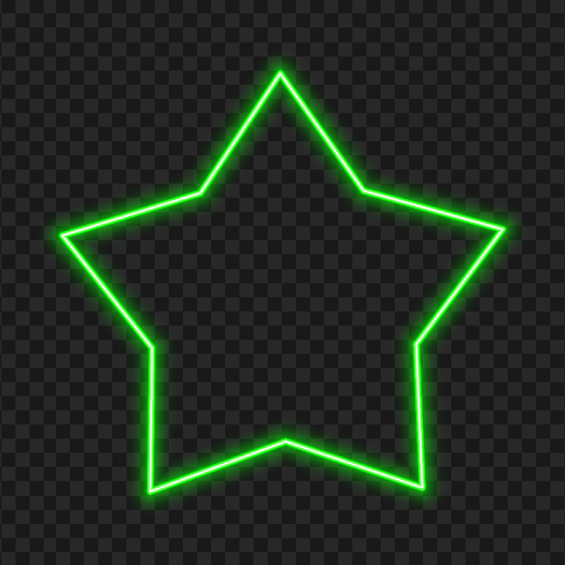 HD Glowing Green Neon Star Transparent PNG