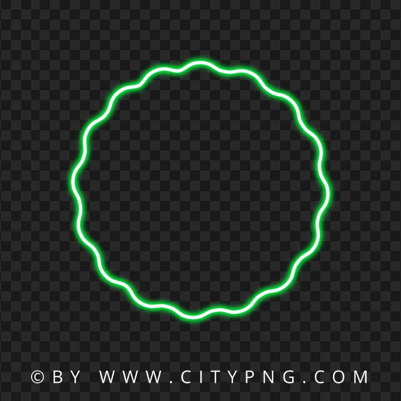 HD Glowing Green Neon Wavy Circle Transparent PNG
