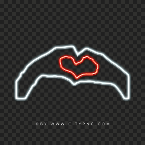 HD Glowing Neon Hands Forming Heart Sign PNG