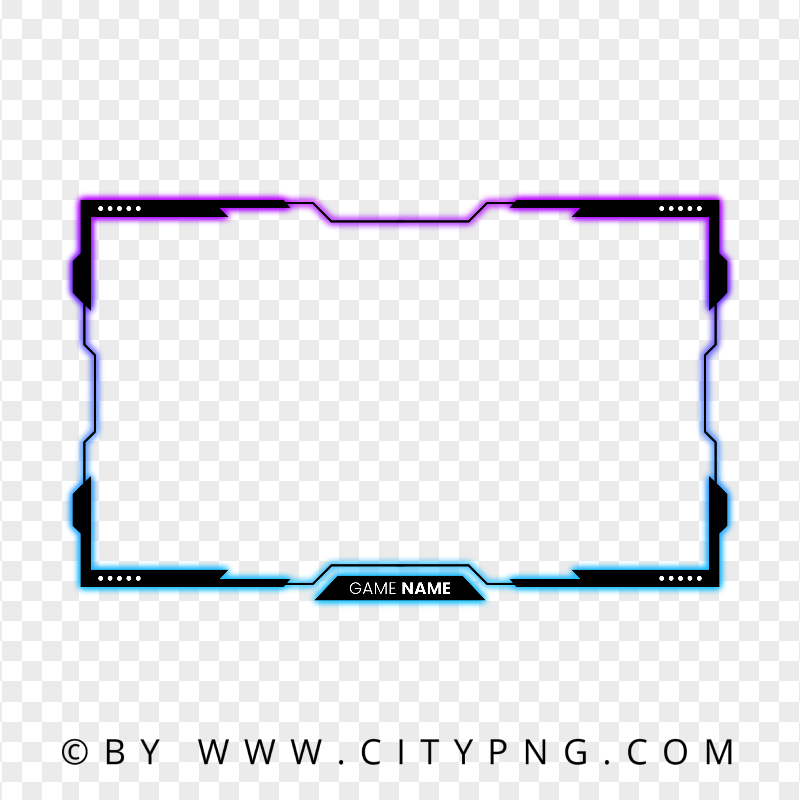 HD Glowing Neon Purple and Blue Live Streaming Frame PNG