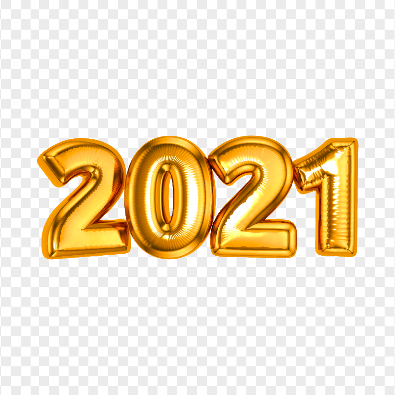 HD Gold 2021 Text Realistic Balloon Logo PNG