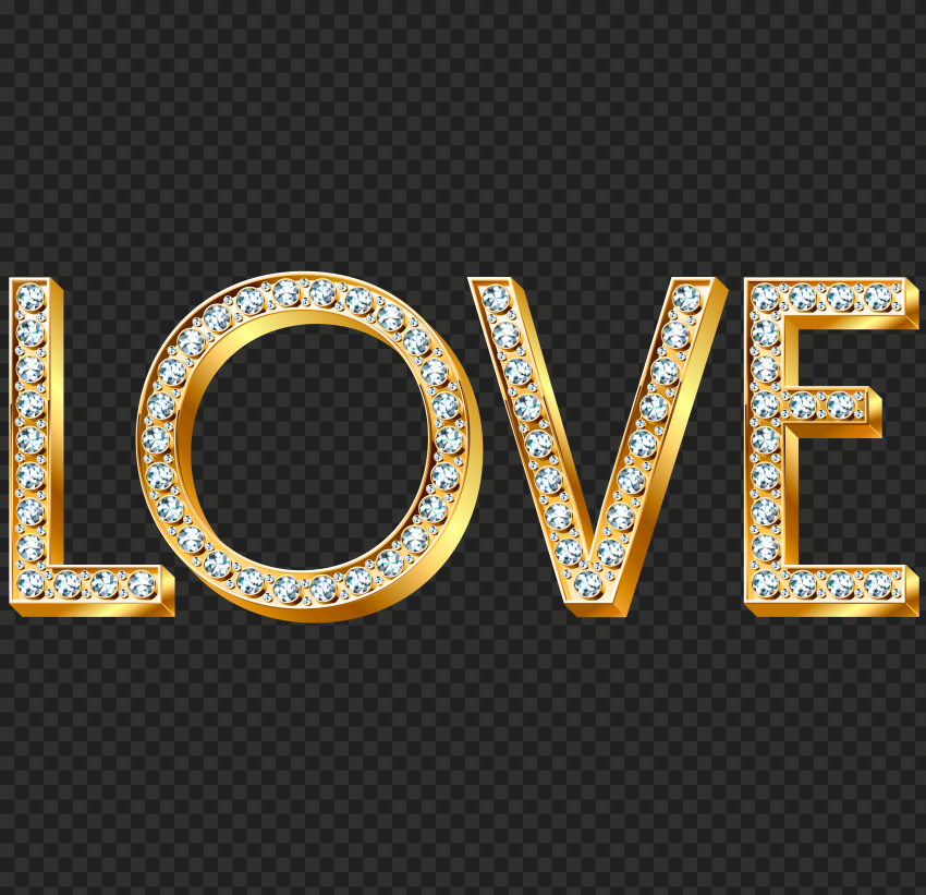HD Gold Diamond Love Word Transparent PNG