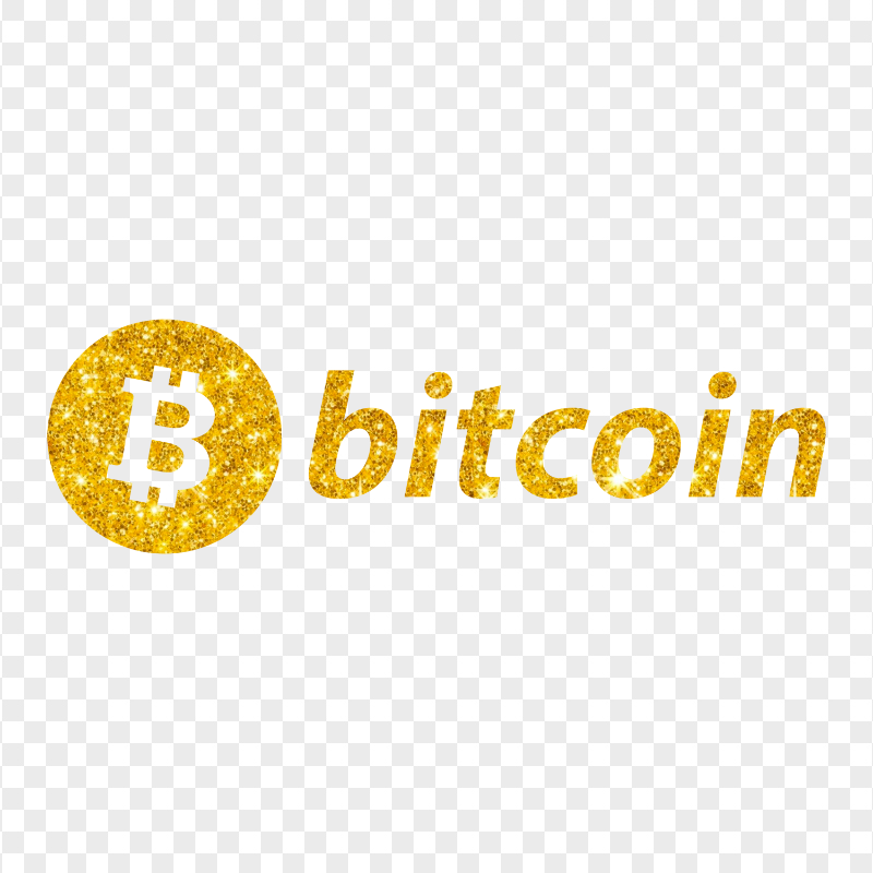 HD Gold Glitter BTC Bitcoin Text Logo PNG
