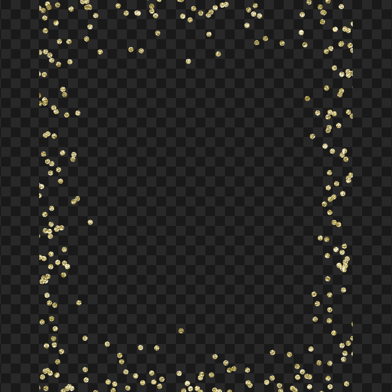 HD Gold Glitter Confetti Frame PNG