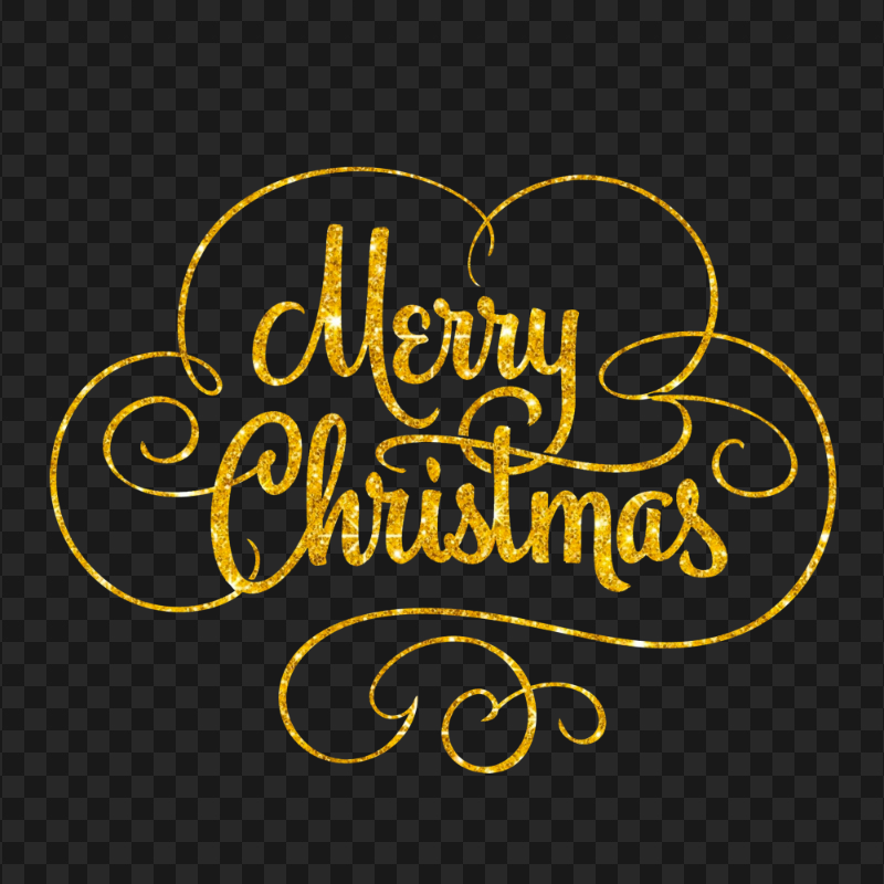 HD Gold Glitter Merry Christmas Calligraphy Text Logo PNG