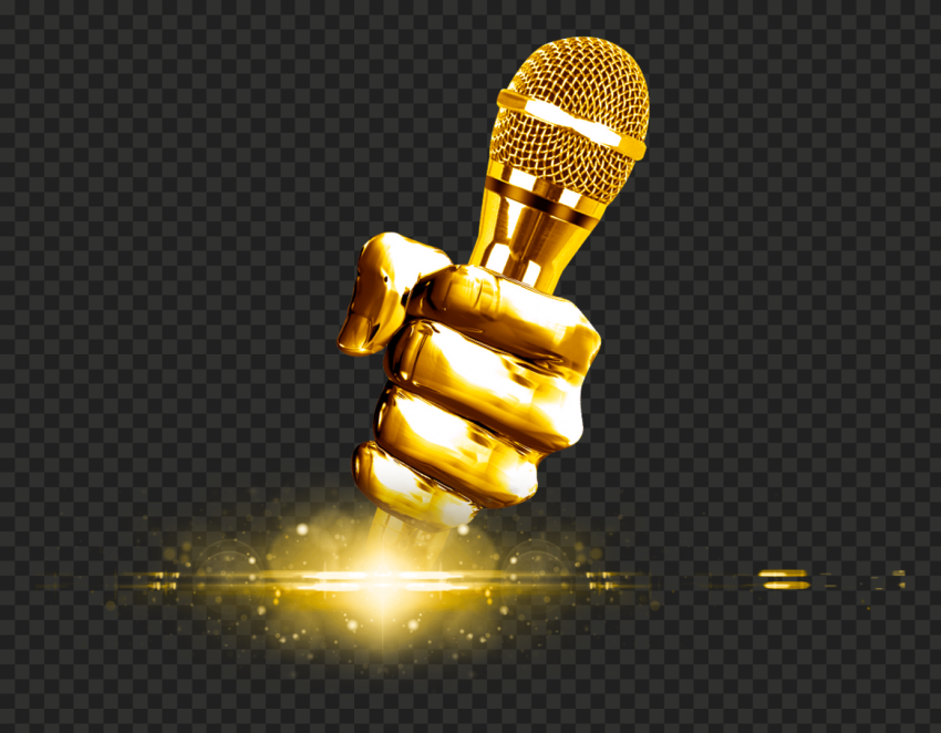 HD Gold Golden Hand Hold Microphone Mic Music PNG