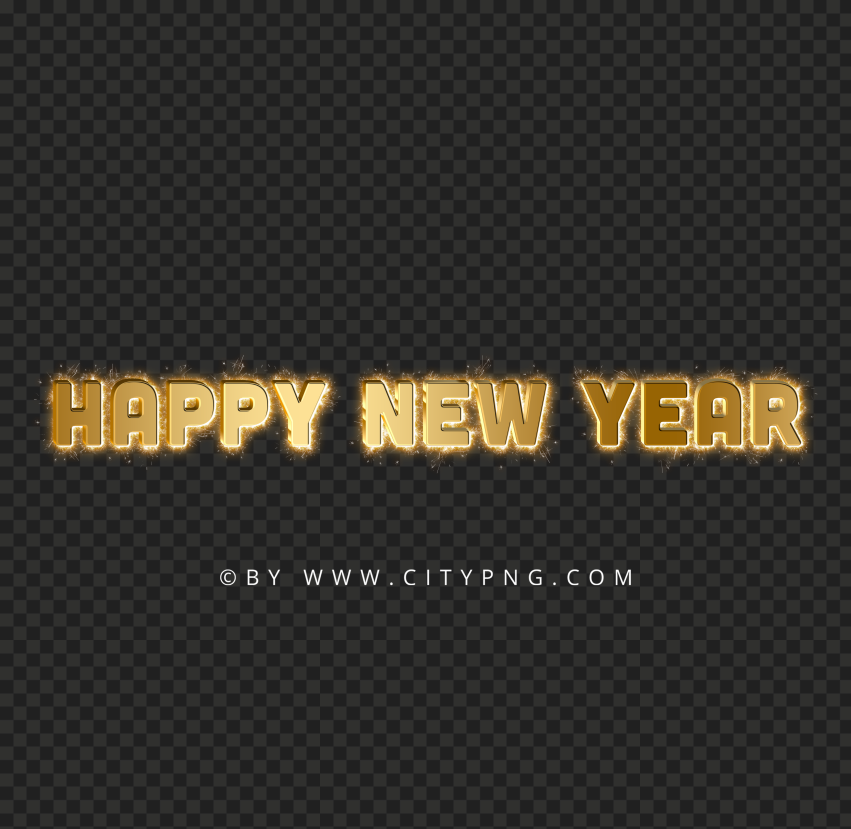 HD Gold Happy New Year Text Lettering Transparent PNG