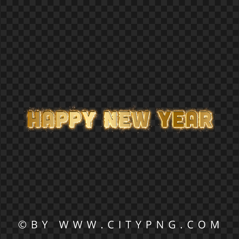 HD Gold Happy New Year Text Lettering Transparent PNG