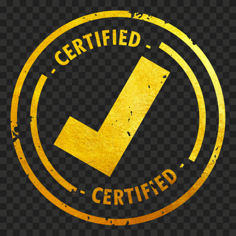 HD Gold Round Certified Stamp With Check Mark PNG | Citypng