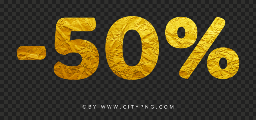 HD Golden 50 Percent Discount Text PNG