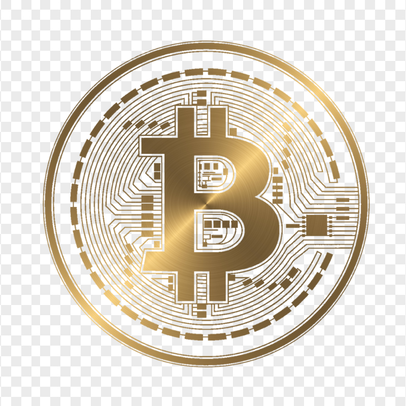 HD Golden Bitcoin Crypto Blockchain Coin Icon PNG