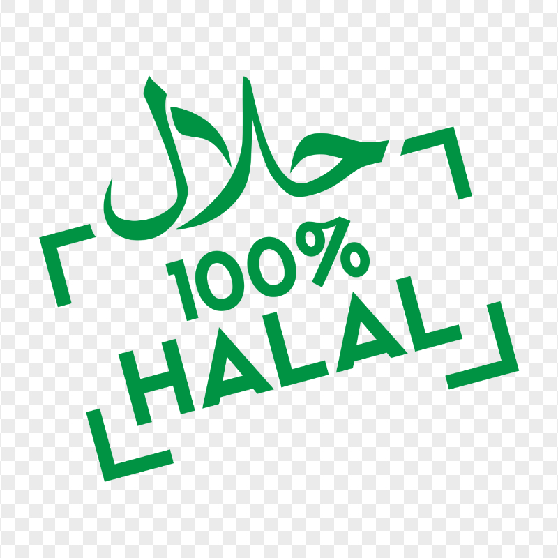 HD Green 100% Halal حلال Stamp PNG