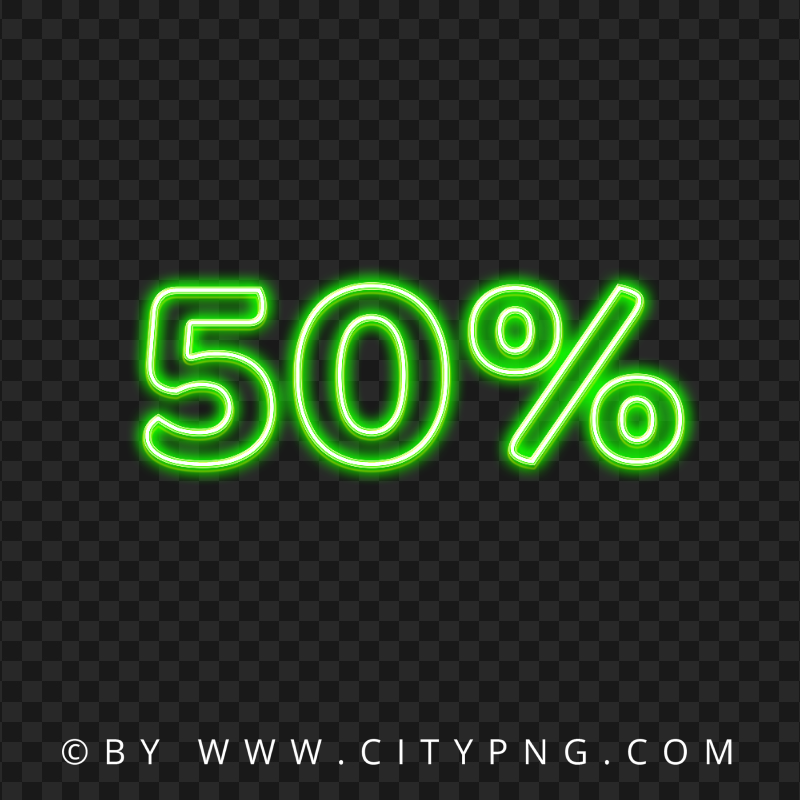 HD Green 50% Percent Glowing Neon Transparent PNG