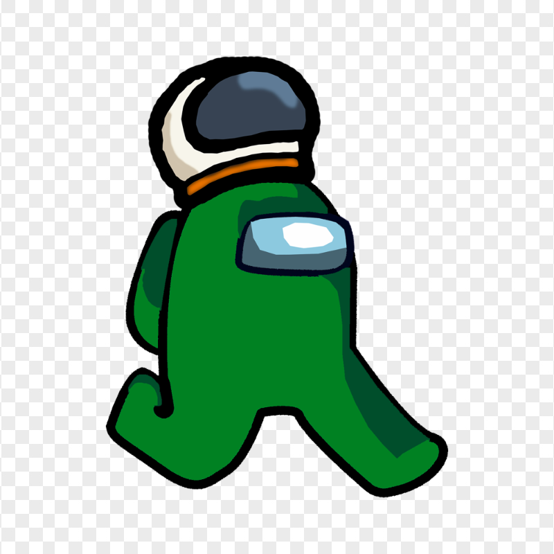 HD Green Among Us Character Walking With Astronaut Helmet PNG