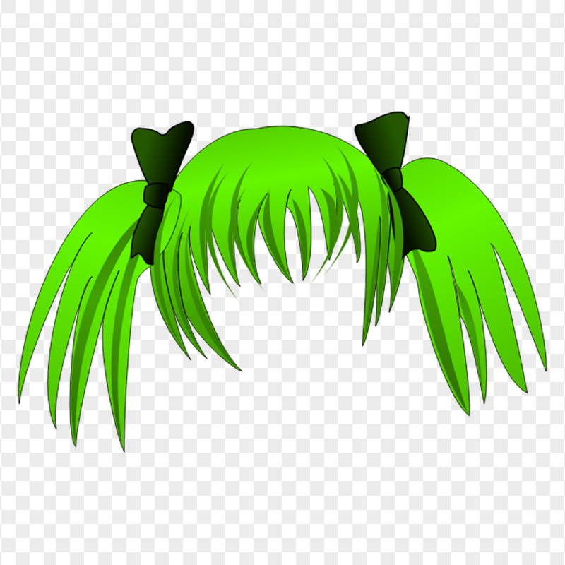 HD Green Anime Girl Child Hair PNG