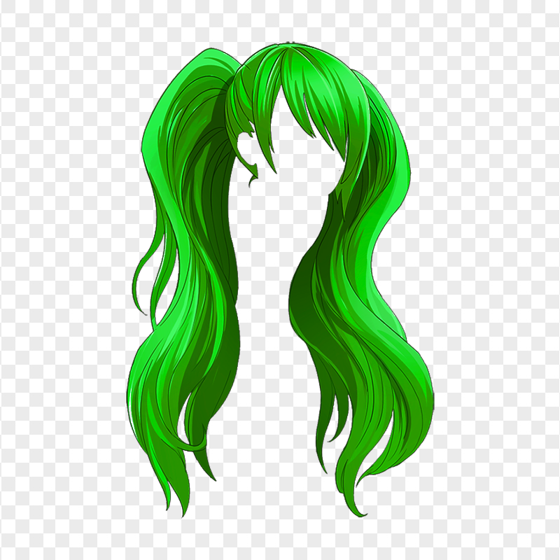 HD Green Anime Girl Hair PNG