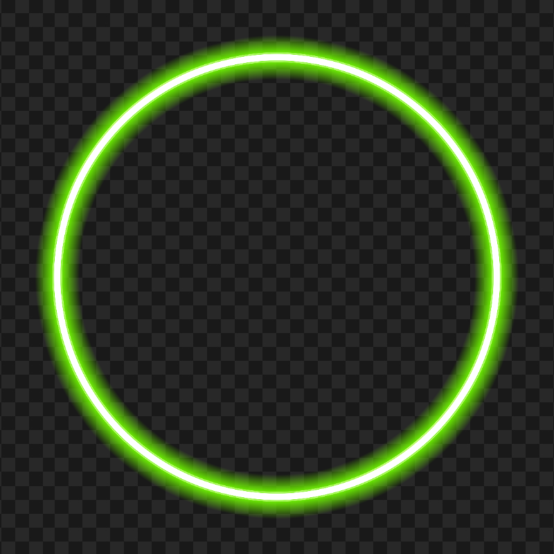 HD Green Circle Glowing Neon Frame Border PNG