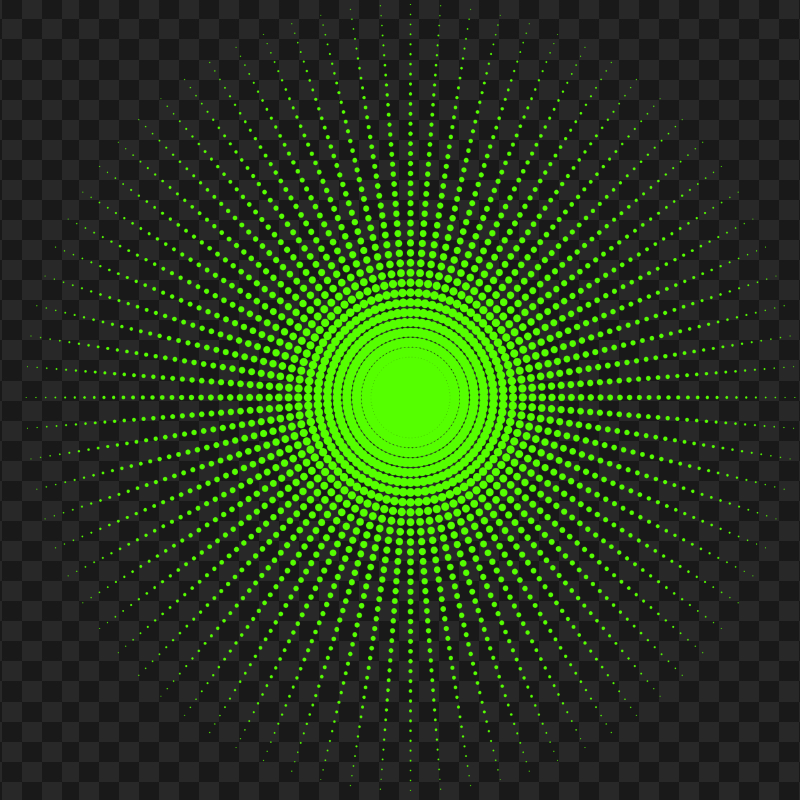 HD Green Dots Halftone Circular Transparent Background