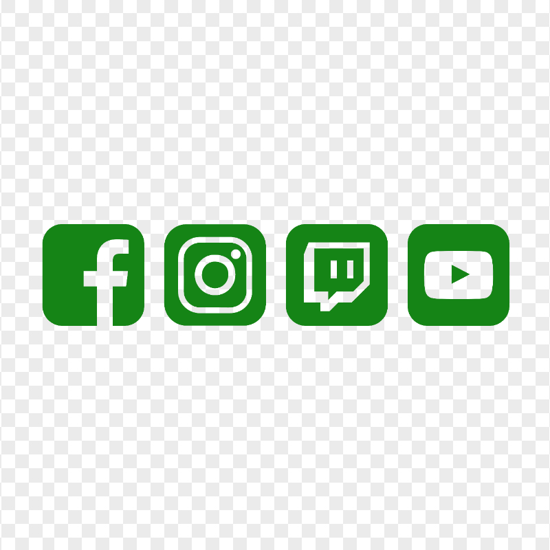 HD Green Facebook Instagram Twitch Youtube Square Icons PNG