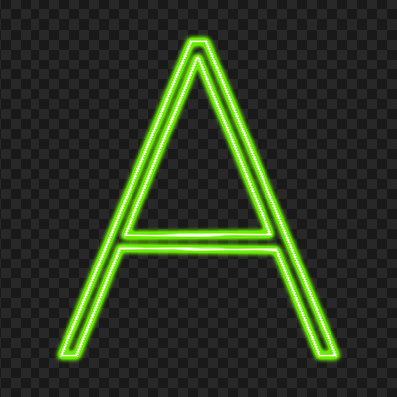 HD Green Glowing Neon A Letter Text Alphabet PNG
