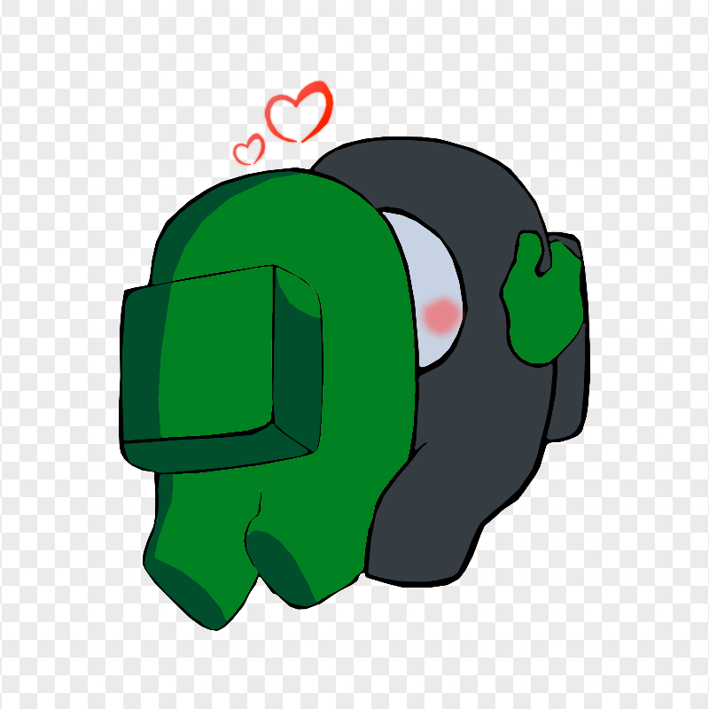 HD Green Kiss Black Among Us Characters In Love PNG
