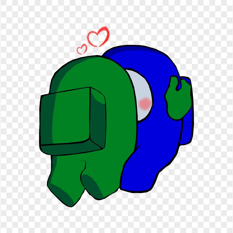 HD Green Kiss Blue Among Us Characters In Love PNG