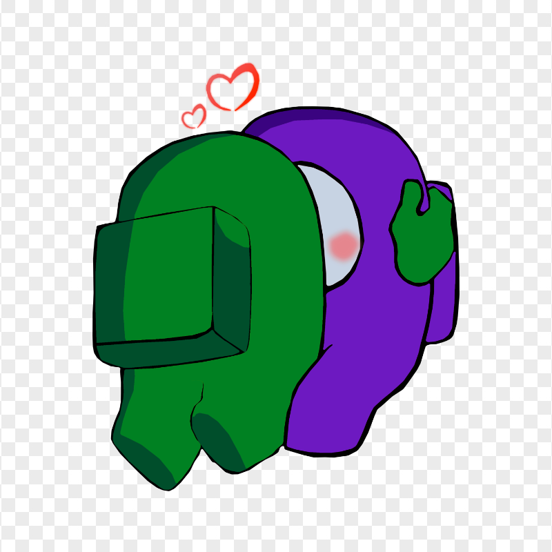 HD Green Kiss Purple Among Us Characters In Love PNG